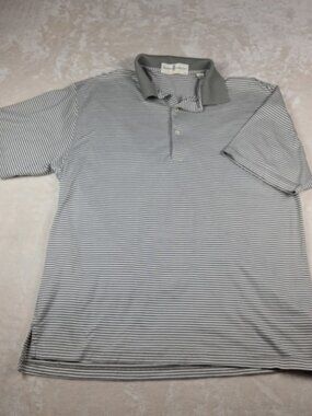 Fairway & Greene Olive Green White Striped Golf Polo Shirt M